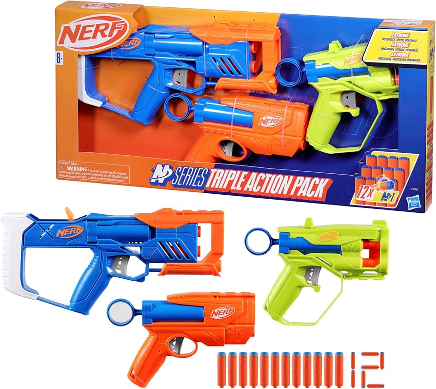 ナーフ NERF ３点セット Nerf N Series Kit Triple Action com 3 lançadores e 12 dardos de